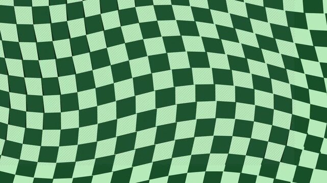 Abstract Green Checkered Pattern Waves with Black Space during Cinematic Motion