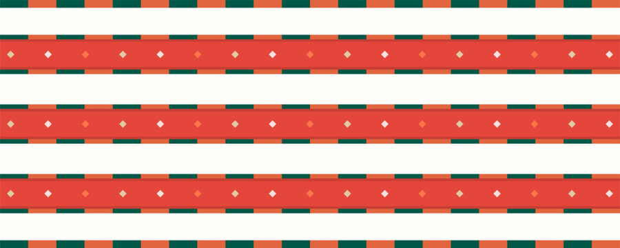 Christmas red green with pattern seamless stripe and background festive holiday. Geometric design ribbon with horizontal diamond vector and ornament decoration textile.