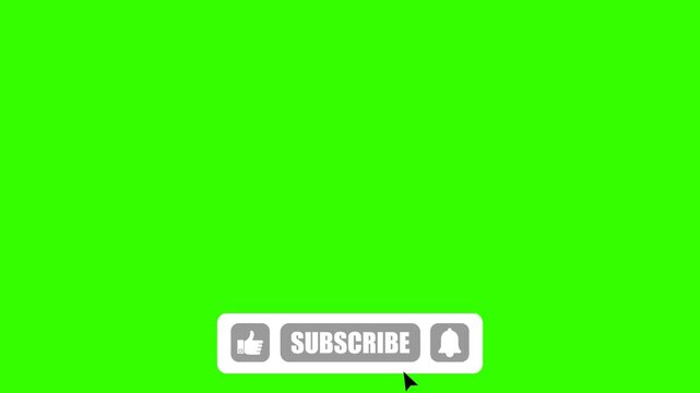 Animated green screen subscribe bell overlay, youtube channel call to action button graphic, isolated video element   