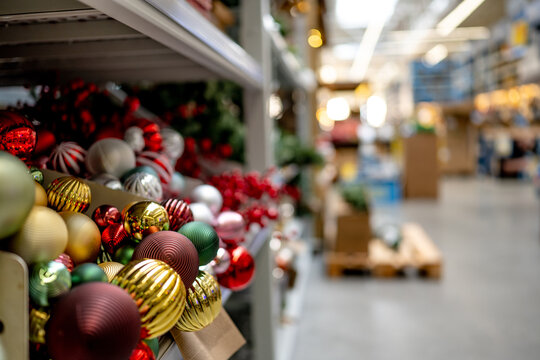 Winter holiday decor in stores