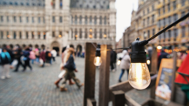 Glowing lights in Brussels' Grand Place