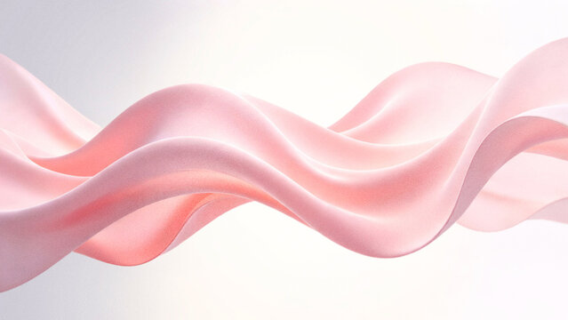 Abstract 3D wavy cloth background with grainy particle texture featuring luxury gradient soft pink and peach wave for elegant minimalist digital design.