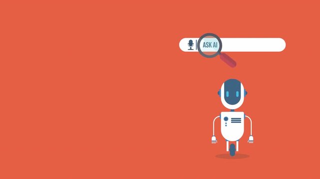 AI generator prompt with robot icon and laptop. Interface for creating content using AI generator technology