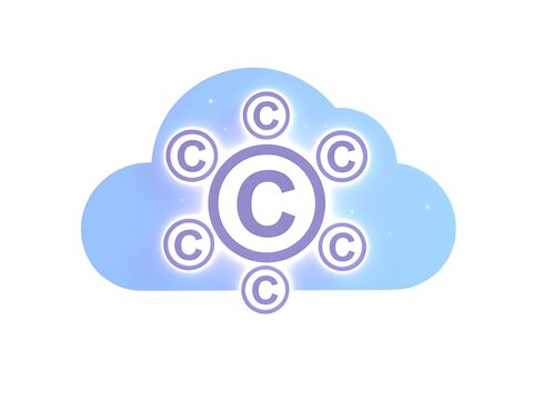 Cloud graphic with copyright symbols representing data protection