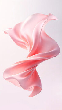Vertical abstract 3D wavy cloth background with grainy particle texture featuring luxury gradient soft pink and peach wave for mobile screen wallpaper.