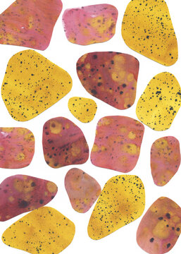 Scattered Golden And Crimson Shapes