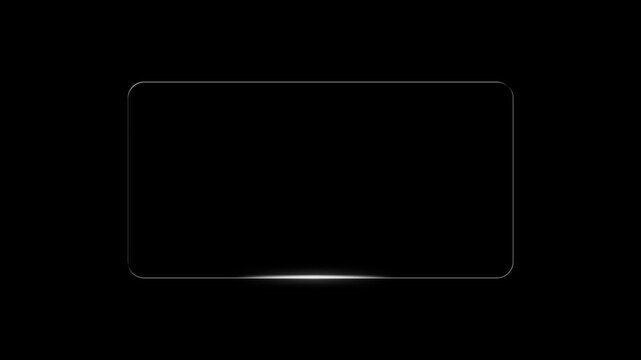 White Neon Frame Animation with Glowing Border on Black Background, Futuristic HUD Interface Outline for Gaming Overlay, Motion Graphics, Video Editing and VFX