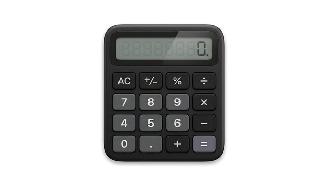 black calculator icon isolated on white background, simple black calculator, calculator app icon in minimalist style, basic calculator with mathematical symbols