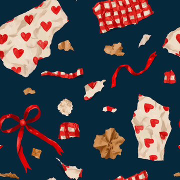 Unwrapped gift wrap seamless pattern