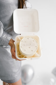 Bento Cake in White Box without Any Text