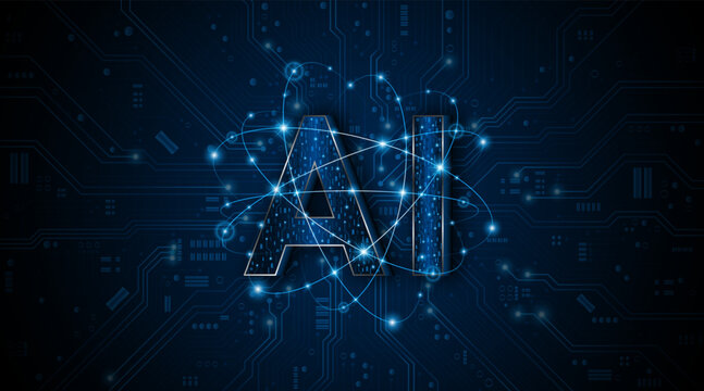 Digital technology of the future. AI icon or artificial intelligence symbol. Future advanced artificial intelligence technology circuit board concept