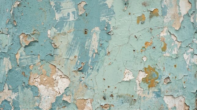 Weathered Blue Peeling Paint Wall Texture Background