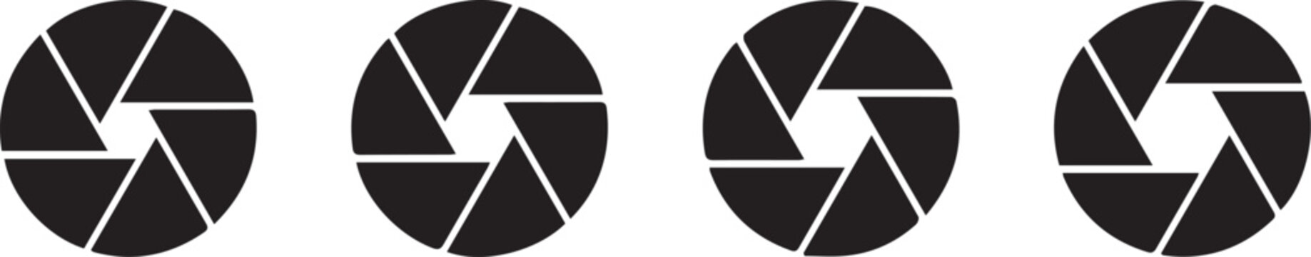 Camera shutter aperture icon set with various opening sizes aperture icon camera lens photography gear shutter speed camera equipment lens iris