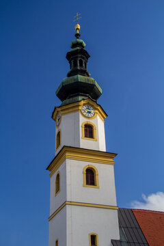 Bell tower of the Roman Catholic parish church of Feldkirchen bei Graz in Austria