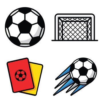 Set of football sport icons featuring a soccer ball and match elements competition tournament athletics recreation activity exercise professional championship illustration