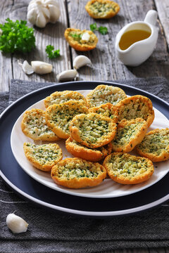 Pan de ajo traditional Spanish garlic toast slices
