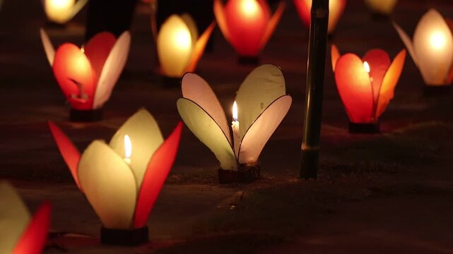 lights lantern in motion Luang Prabang Laos	
