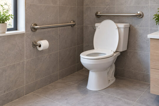 Toilet with Side and Rear Wall Grab Bars