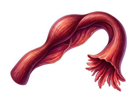 Human fallopian tube reproductive organ isolated on transparent background
