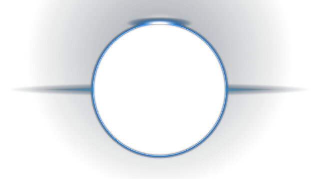 Abstract circular glowing frame with blue light beams on white background transparent background