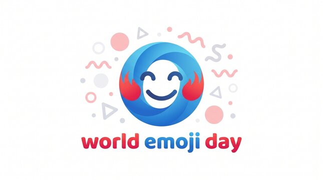 World emoji day cheerful smiling face logo