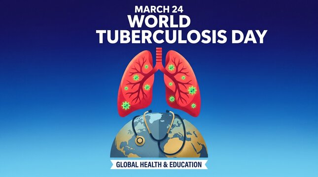 World tuberculosis day infographic with lungs and globe