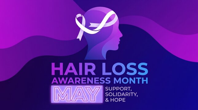 Hair loss awareness month purple ribbon design
