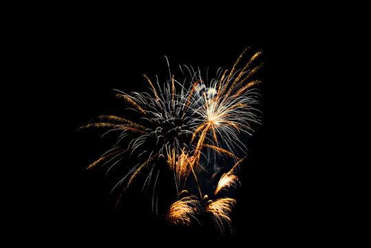 Fireworks lighting up the night sky. Pyrotechnics, abstract	