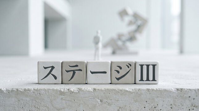 がんの病期を表すステージIIIの文字ブロック