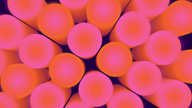 Cluster of soft coral pink spheres forming playful abstract 3D bubble texture