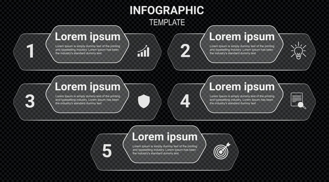 Modern Five Step Business Infographic Template with Numbered Process Timeline, Horizontal Workflow Diagram and Corporate Vector Design