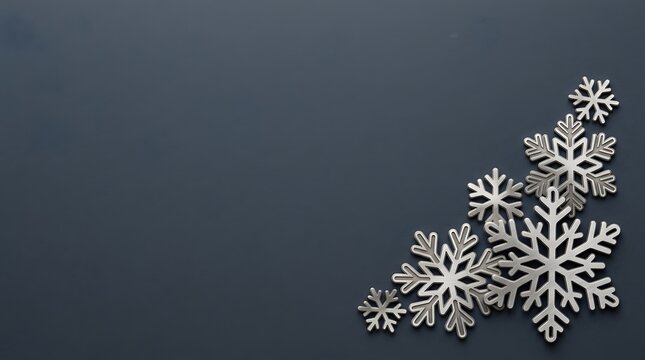 A stunning dark and elegant christmas background featuring a delicate cascade of intricately designed shimmering white snowflakes perfect for the holiday season