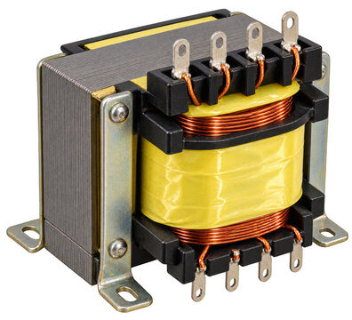 Electrical power transformer isolated on transparent background