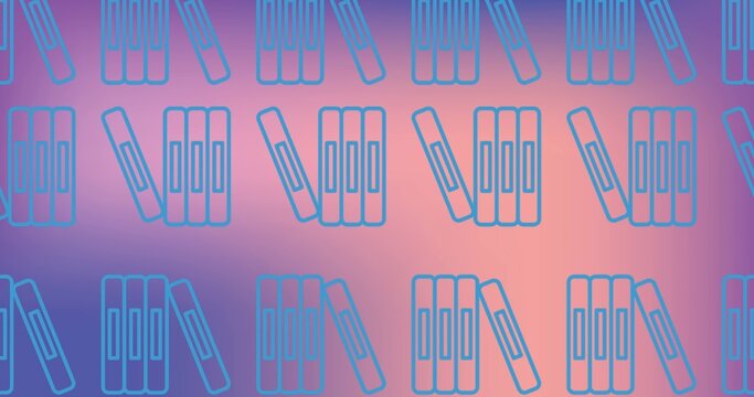Displaying repeating cyan book icon clusters across flat digital art, featuring radial gradient