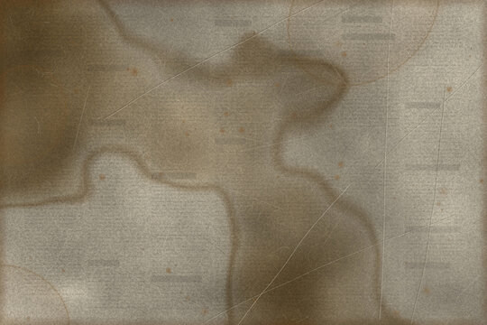 Weathered antique parchment background featuring dark coffee stains fading edges and intricate surface scratches creating a historic rustic aesthetic for creative design projects