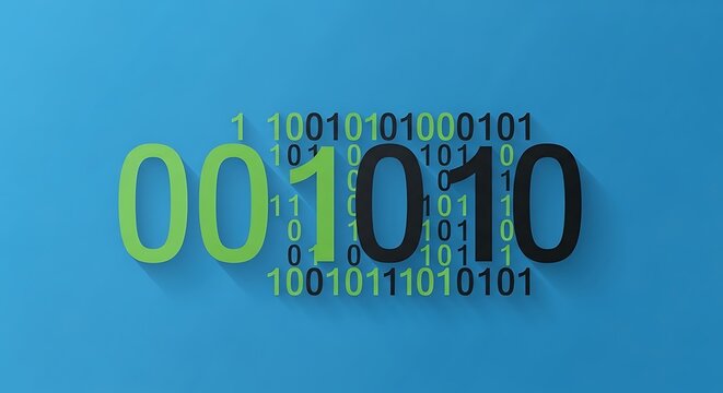 A digital illustration of binary code on a blue background