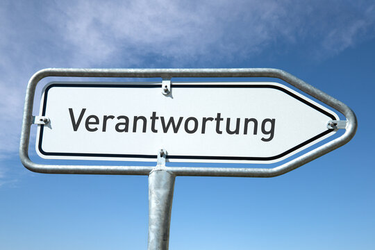 Wegweiser mit der Aufschrift Verantwortung, (Symbolbild).