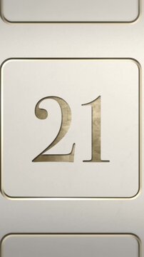 Advent calendar door 21 opening green screen cream and gold vertical