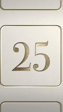 Advent calendar door 25 opening green screen cream and gold vertical