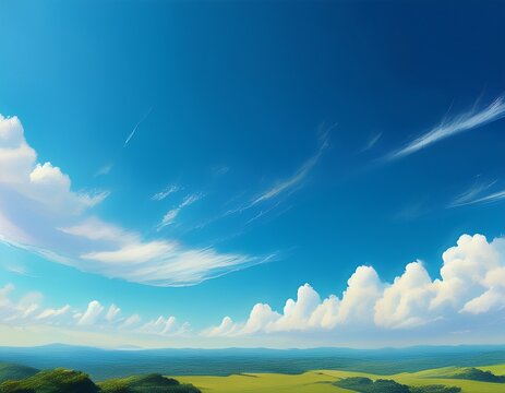wide panorama clear blue sky with no clouds the sky is so clear that it looks like a painting