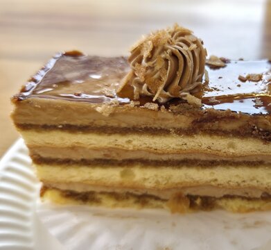 delicious chocolate cake with cream 