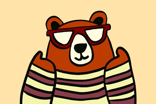 Cute bear character with glasses for Valentine's Day