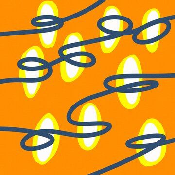 Psychedelic Y2K abstract pattern with loops on orange