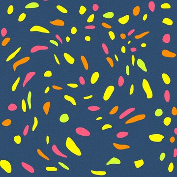 Psychedelic Y2K confetti swirl pattern on deep blue