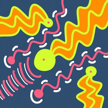 Psychedelic Y2K retro abstract squiggle pattern art