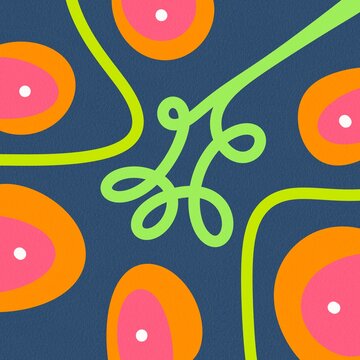 Psychedelic Y2K retro abstract pattern with vibrant blobs