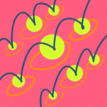Vibrant Y2K psychedelic cherry pattern in retro pop style