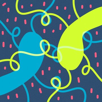 Psychedelic Y2K abstract pattern with neon squiggle