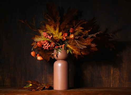 Vase with autumnal bouquet