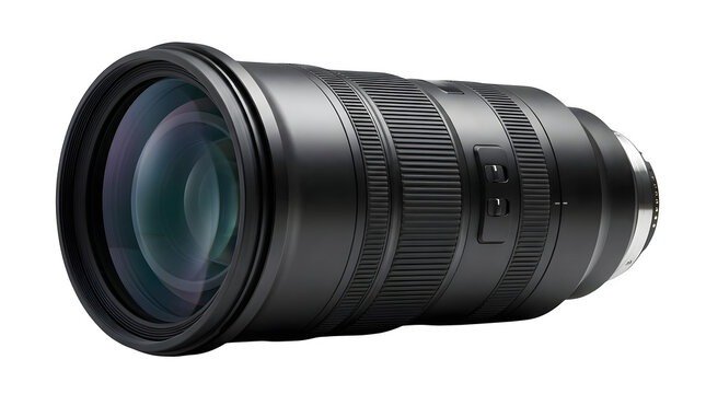 A highquality camera lens showcasing advanced optical technology features isolated on transparent background